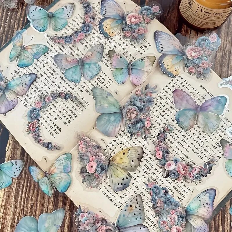 Embellishments For Scrapbooking - 30 pz/pacco adesivi PET farfalla vintage