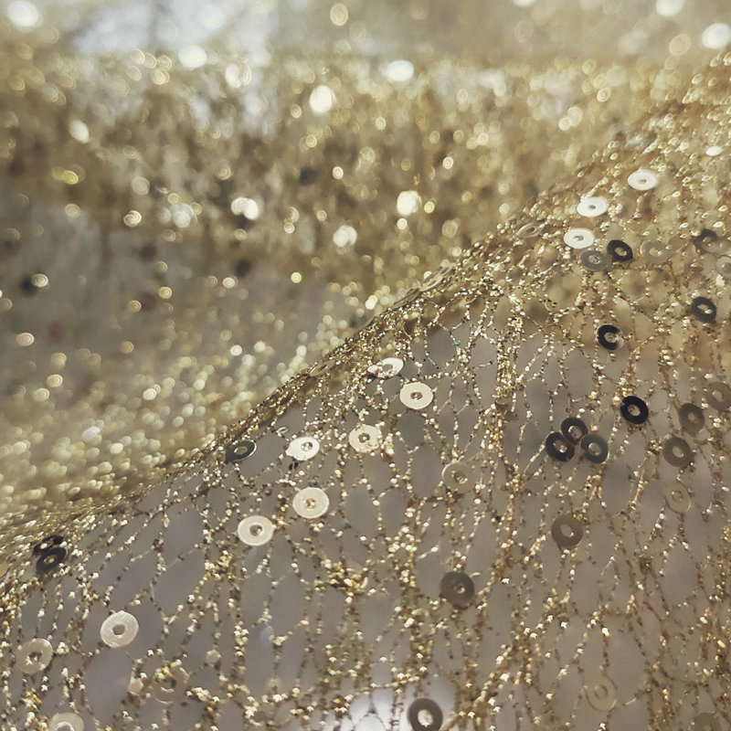 Crystal Mesh Fabric - Tessuto Designer in Ferro Battuto Bronzato