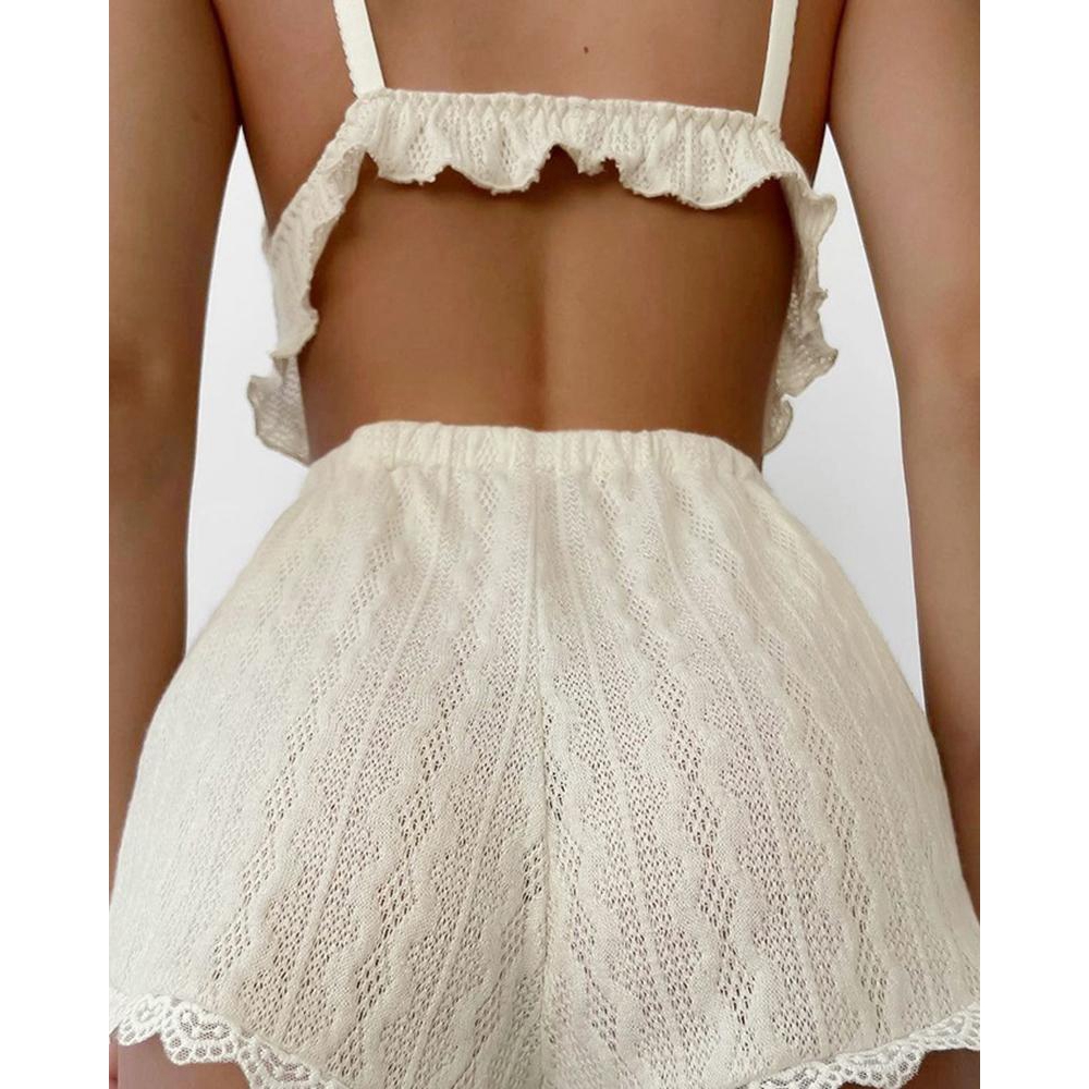 Set di top a canotta con cintu - Elastic Lace Trim recensione e prezzo