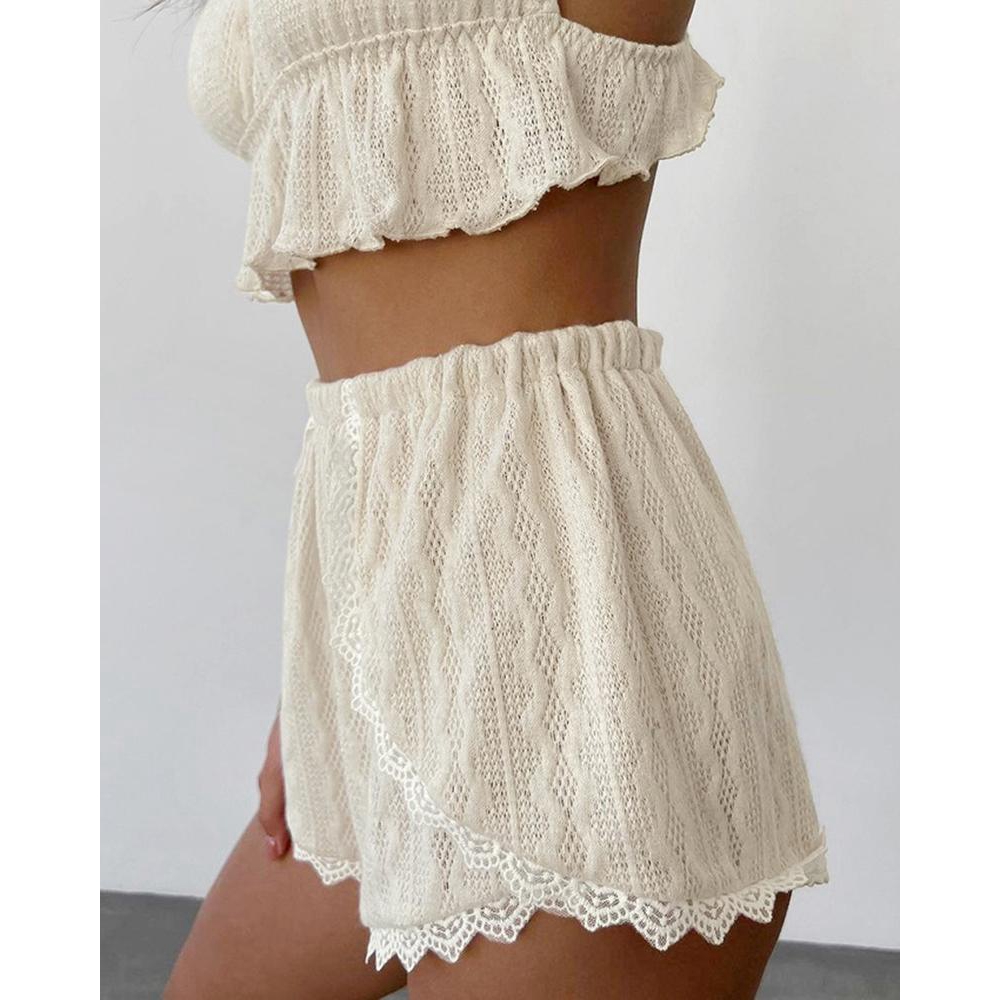 Set di top a canotta con cintu - Elastic Lace Trim recensione e prezzo