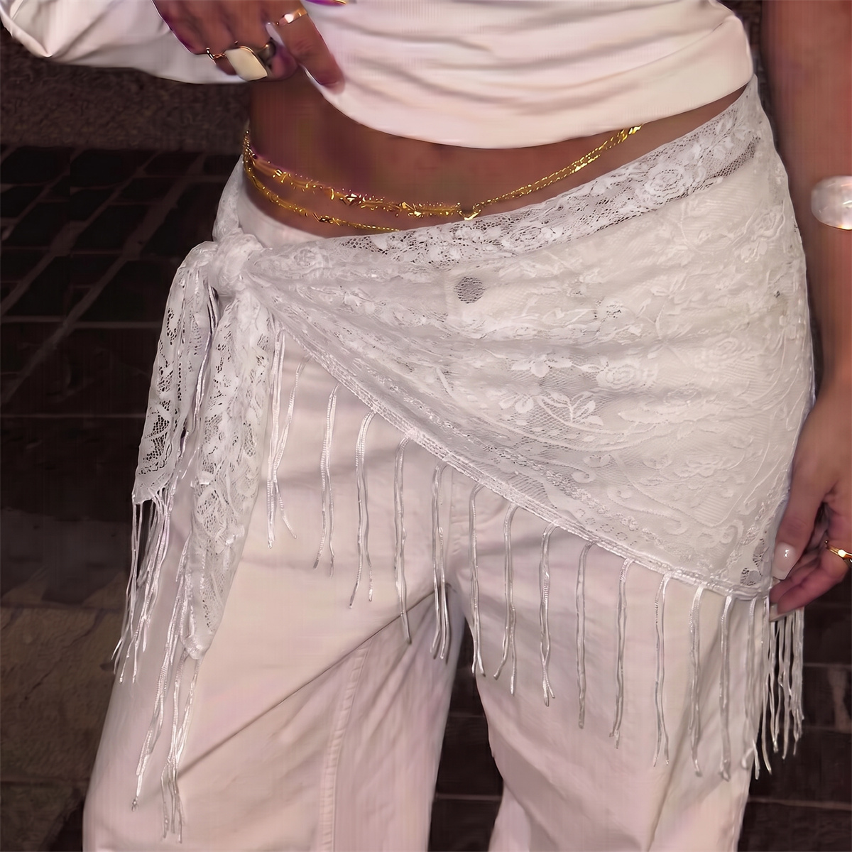 Sciarpa Triangolare in Pizzo F - Tassel Fringe Trim recensione e prezzo